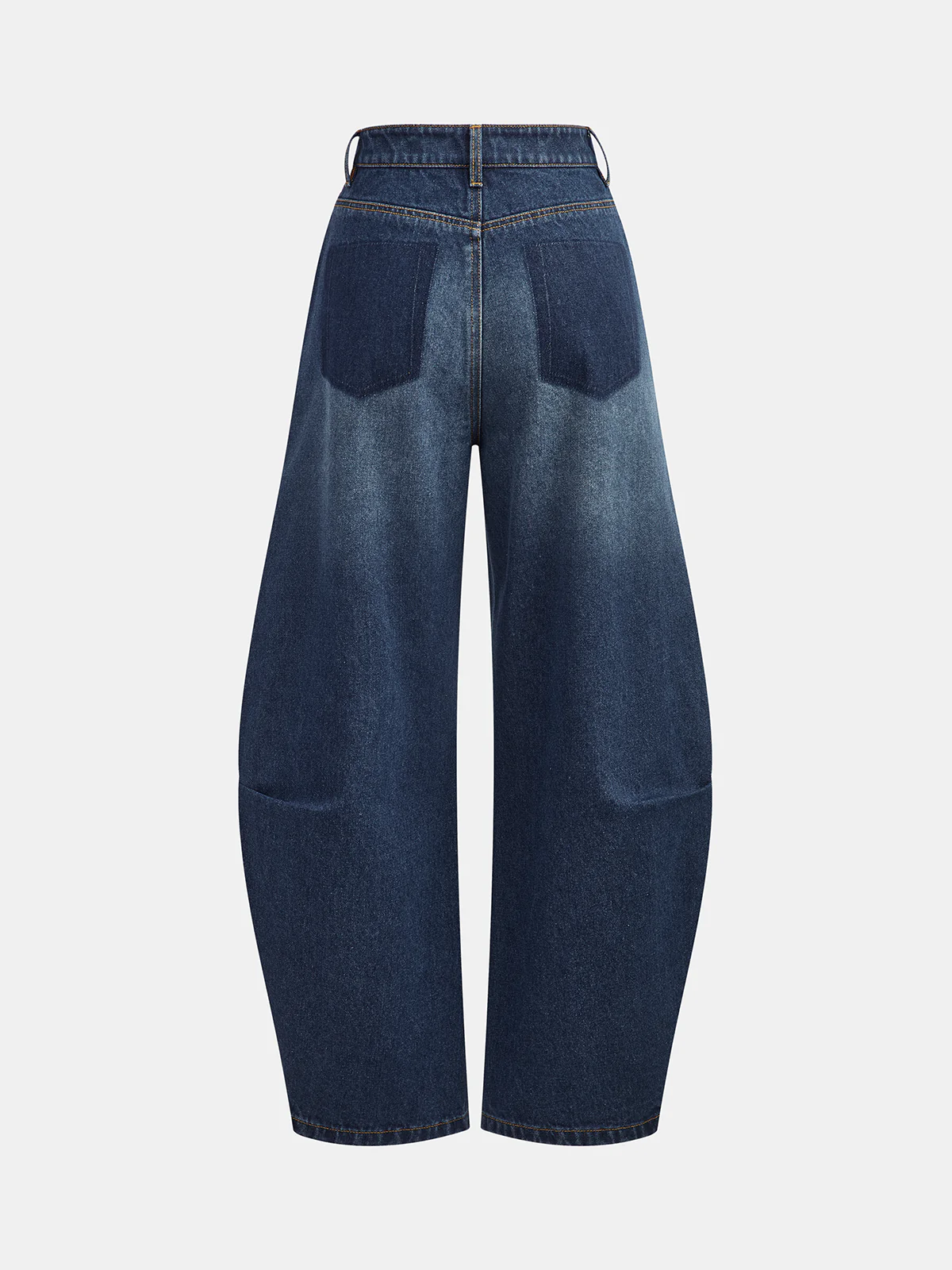Mid-Waisted Denim Curved-Leg Pants - Wholesalesil