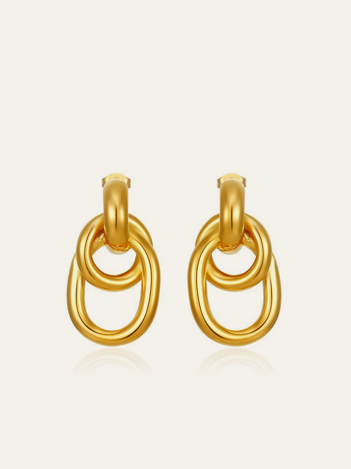 Gold-Tone Interlocking Hoop Earrings - Wholesalesil