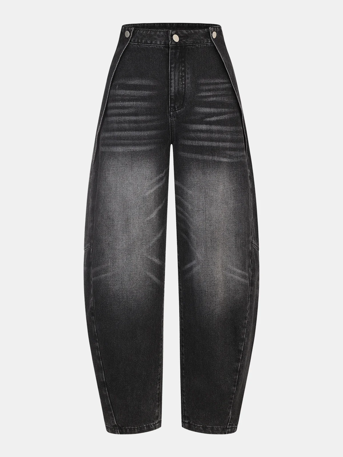 Washed Denim Curved-Leg Jeans - Wholesalesil
