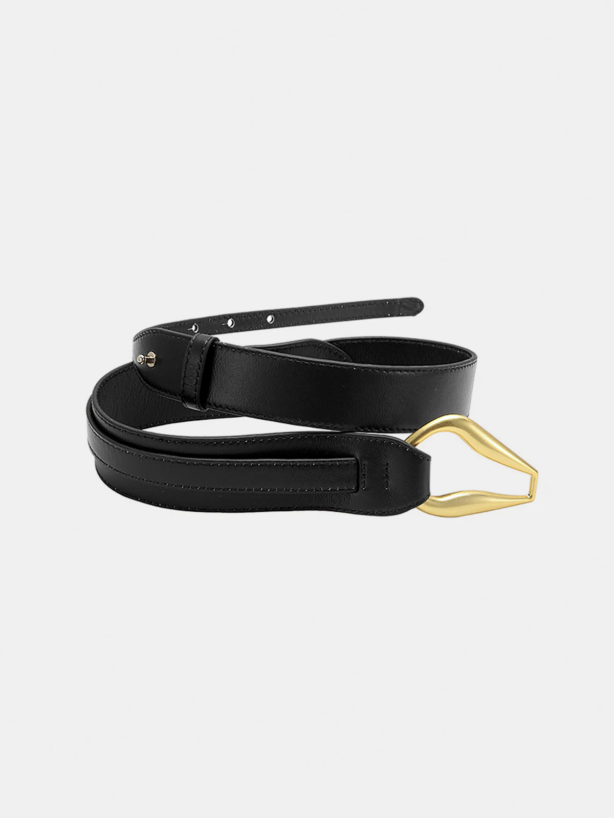 Golden Irregular Buckle Wide Leather Belt - Wholesalesil