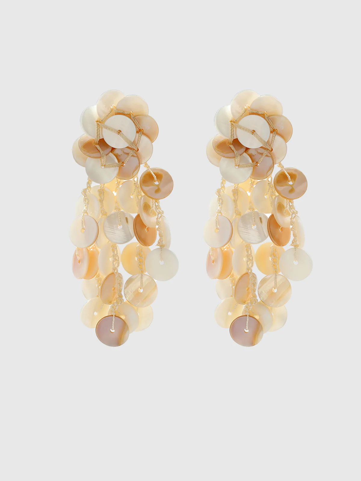 Long Handmade Round Shell Tassel Earrings - Wholesalesil