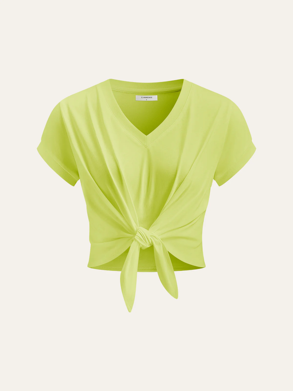 Knot Front V-Neck T-Shirt - Wholesalesil