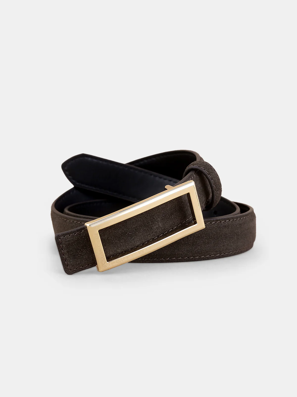 Rectangular Buckle Suede Effect Leather Belt - Wholesalesil