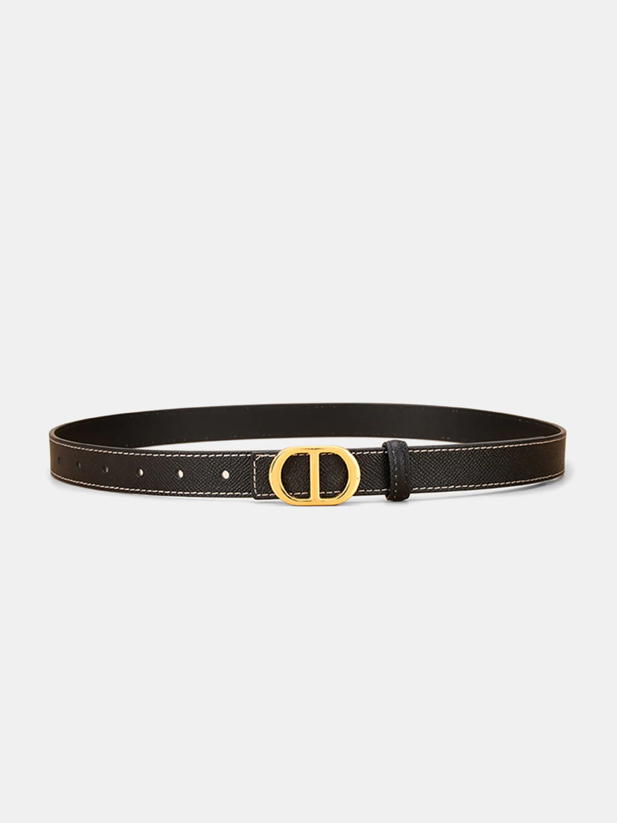 Metal Buckle Leather Thin Belt - Wholesalesil