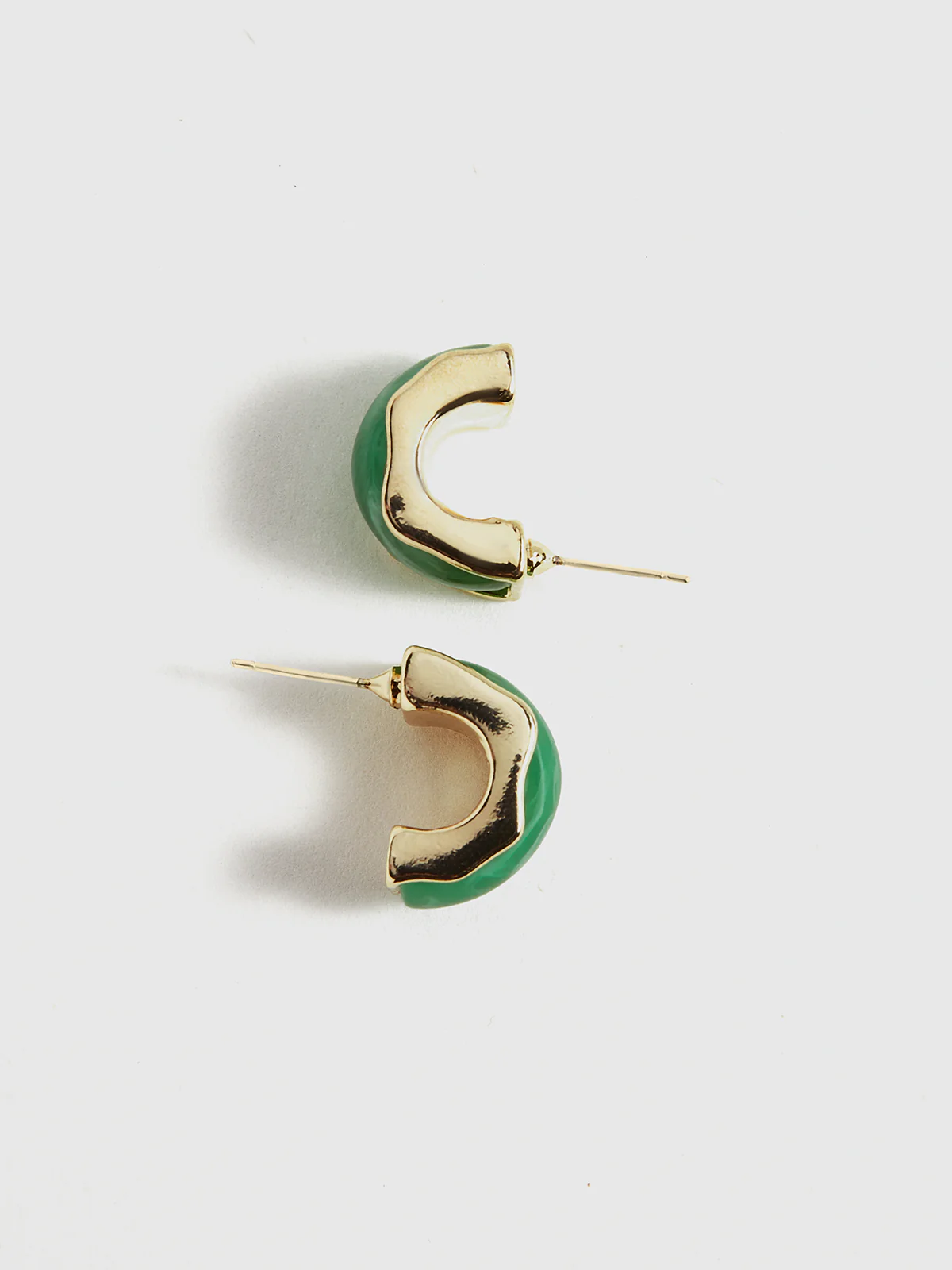Green Marble Effect Gold-Tone Earrings - Wholesalesil