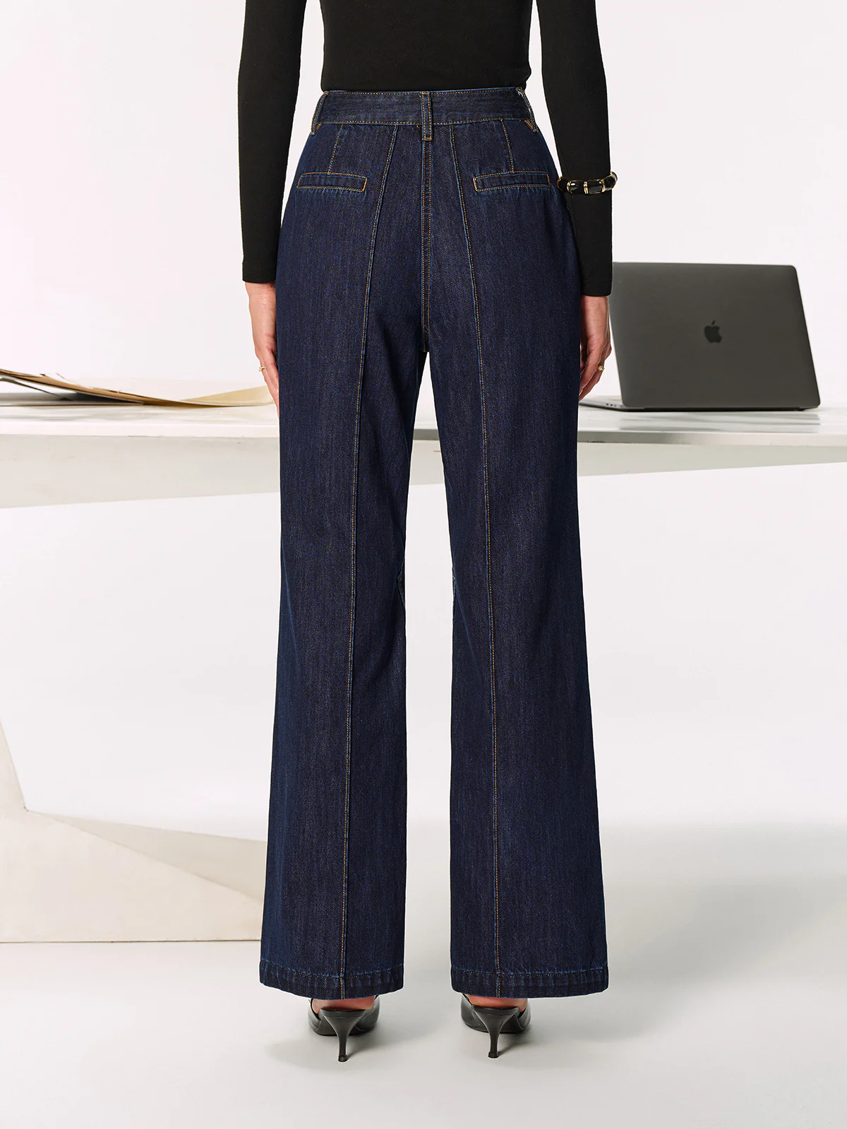 Mid-Waist Slit Denim Jeans - Wholesalesil