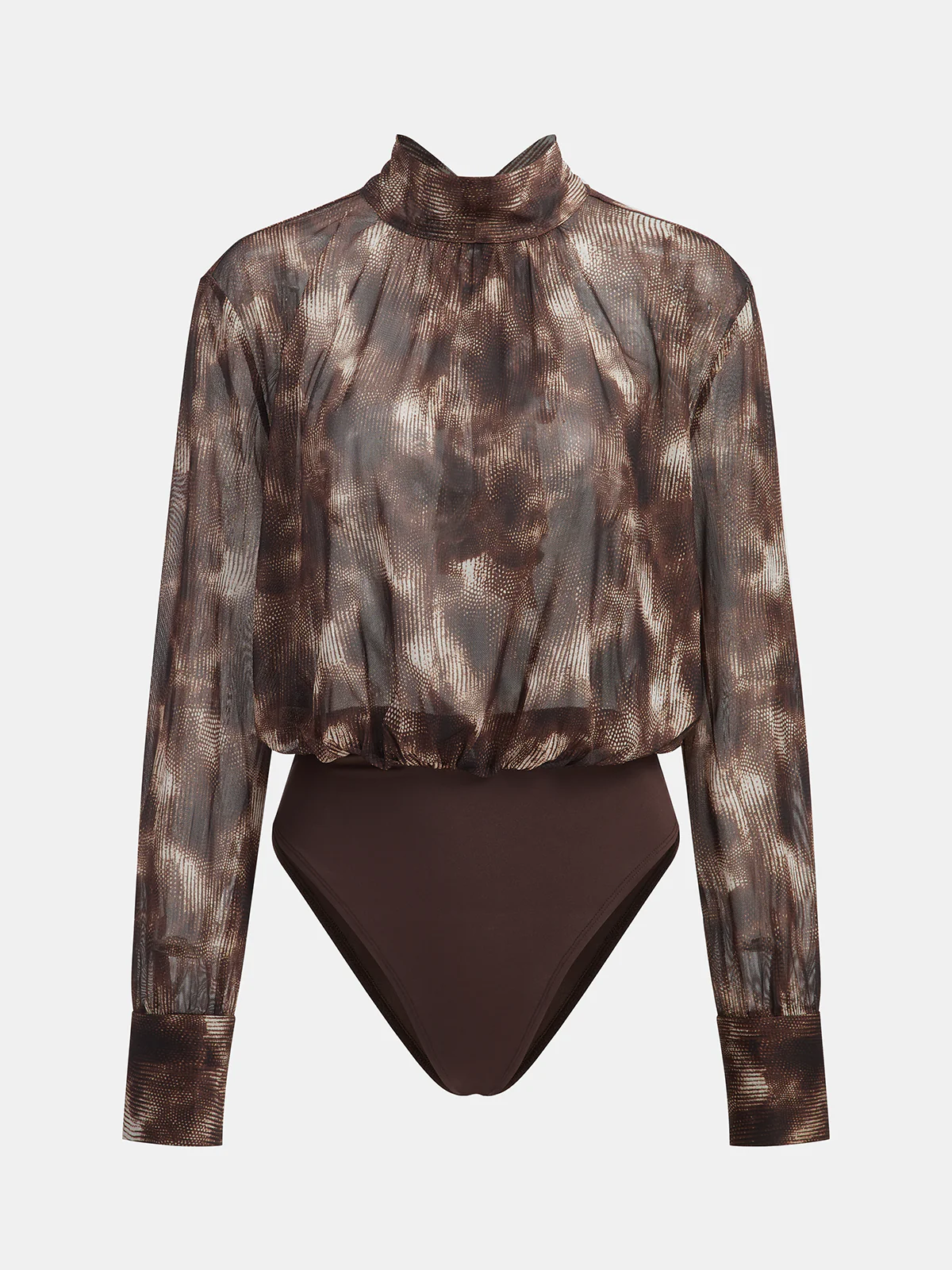 Tie-Dye Mock Neck Back Bow Detail Bodysuit - Wholesalesil