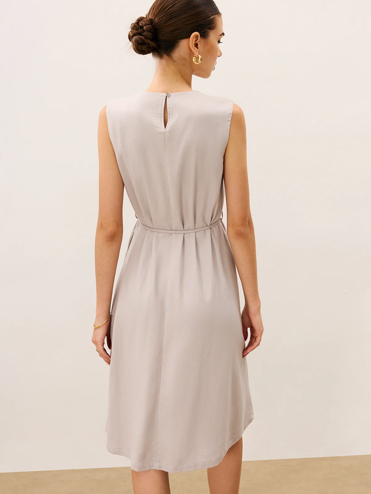 Sleeveless Tie Detail Midi Dress - Wholesalesil