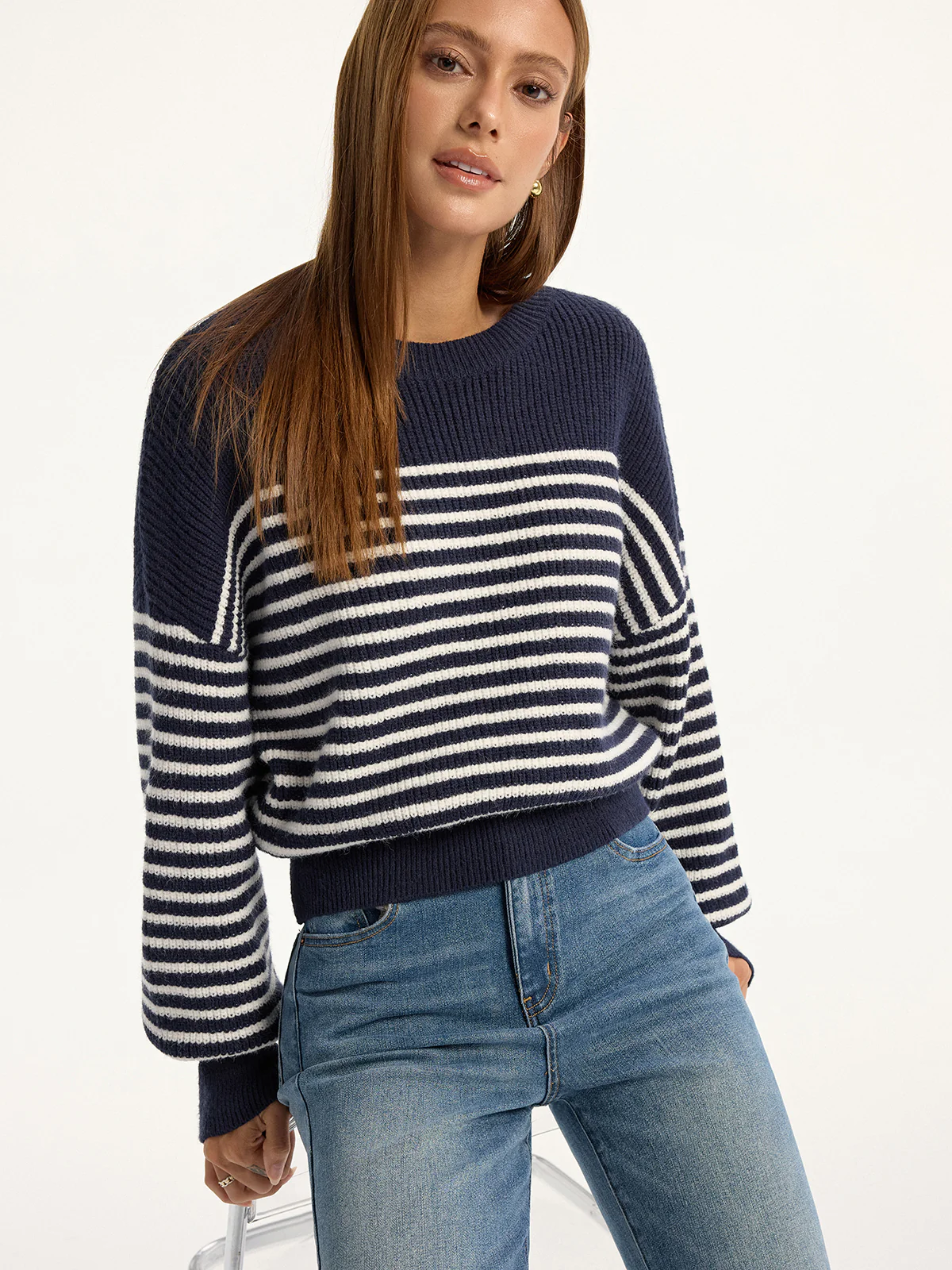 Stripped Ribbed Sweater - Wholesalesil