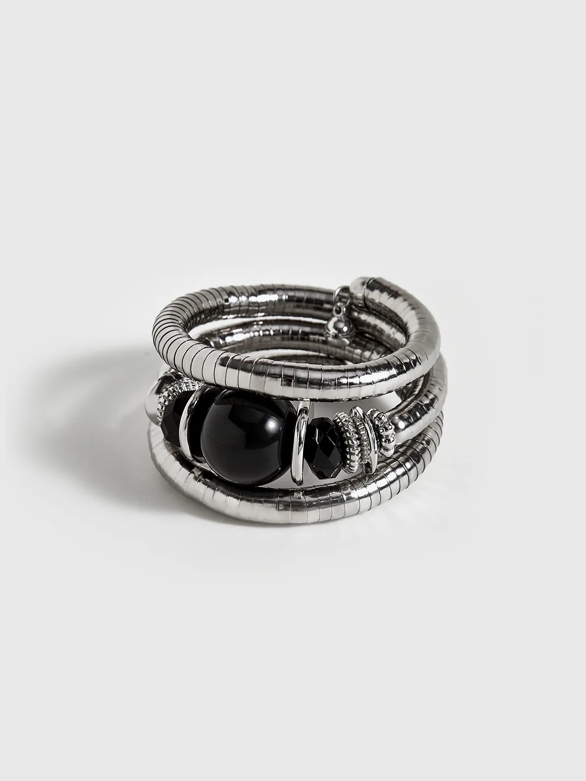 Black Agate Elastic Multi-Layered Bracelet - Wholesalesil