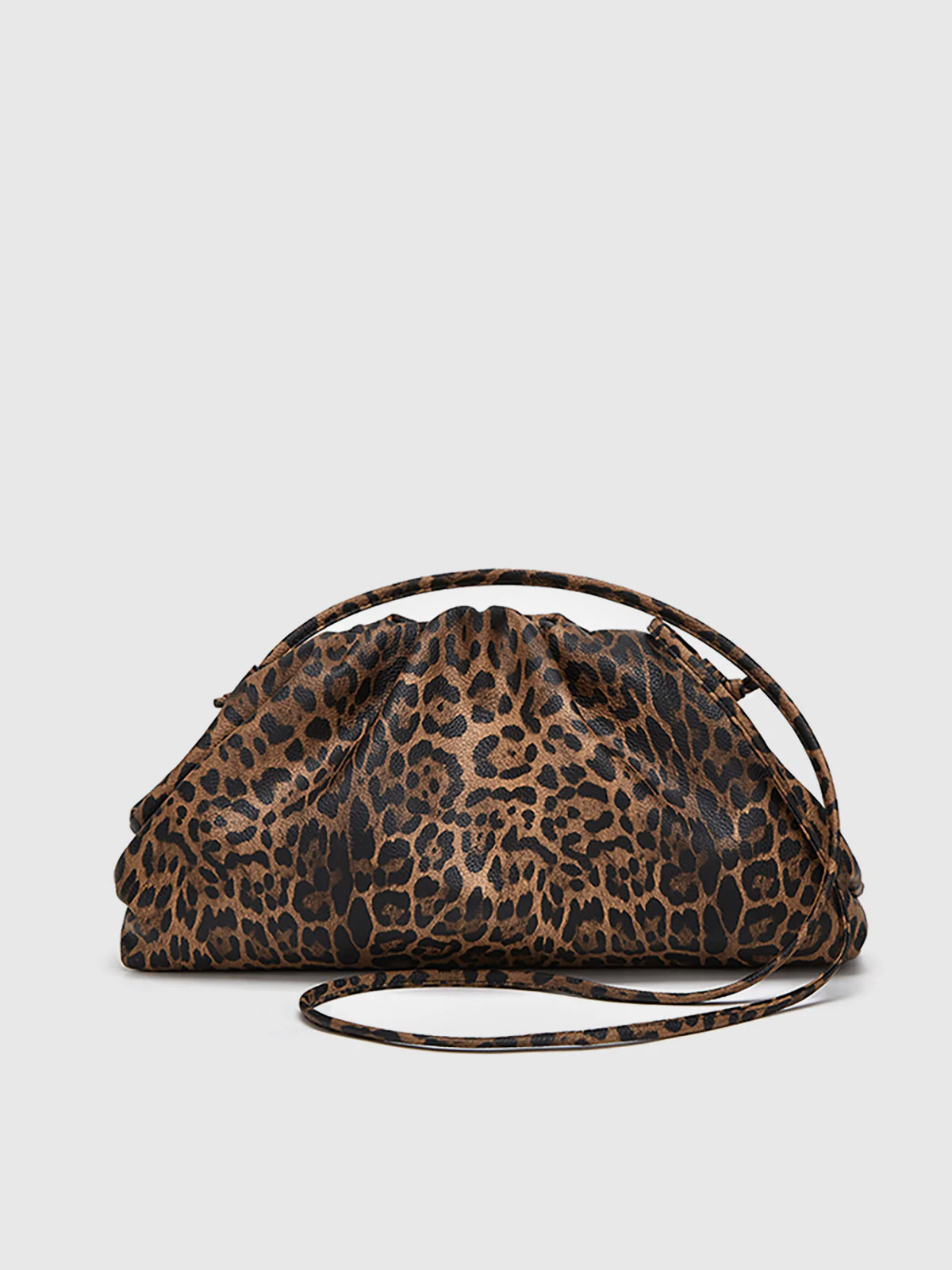 Leopard Print Ruched Cloud Bag - Wholesalesil
