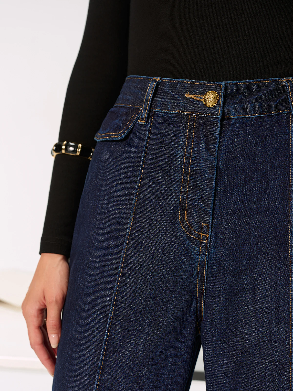 Mid-Waist Slit Denim Jeans - Wholesalesil