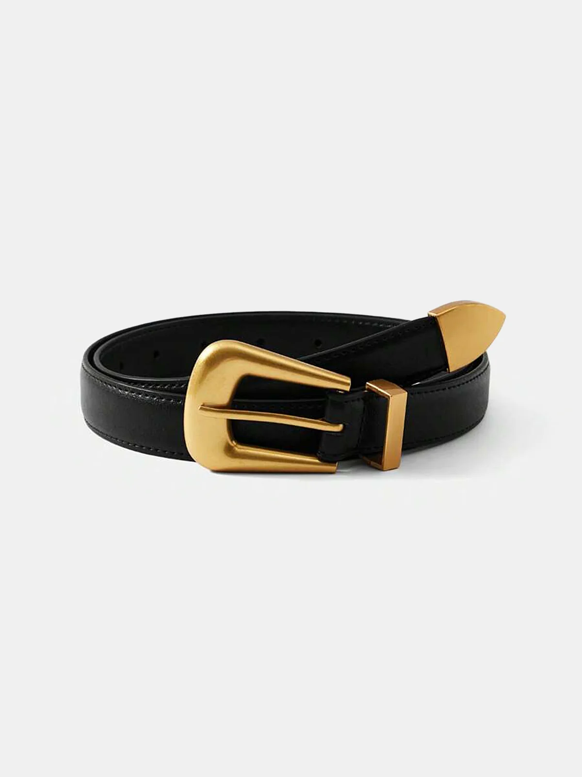 Golden Buckle Leather Belt - Wholesalesil