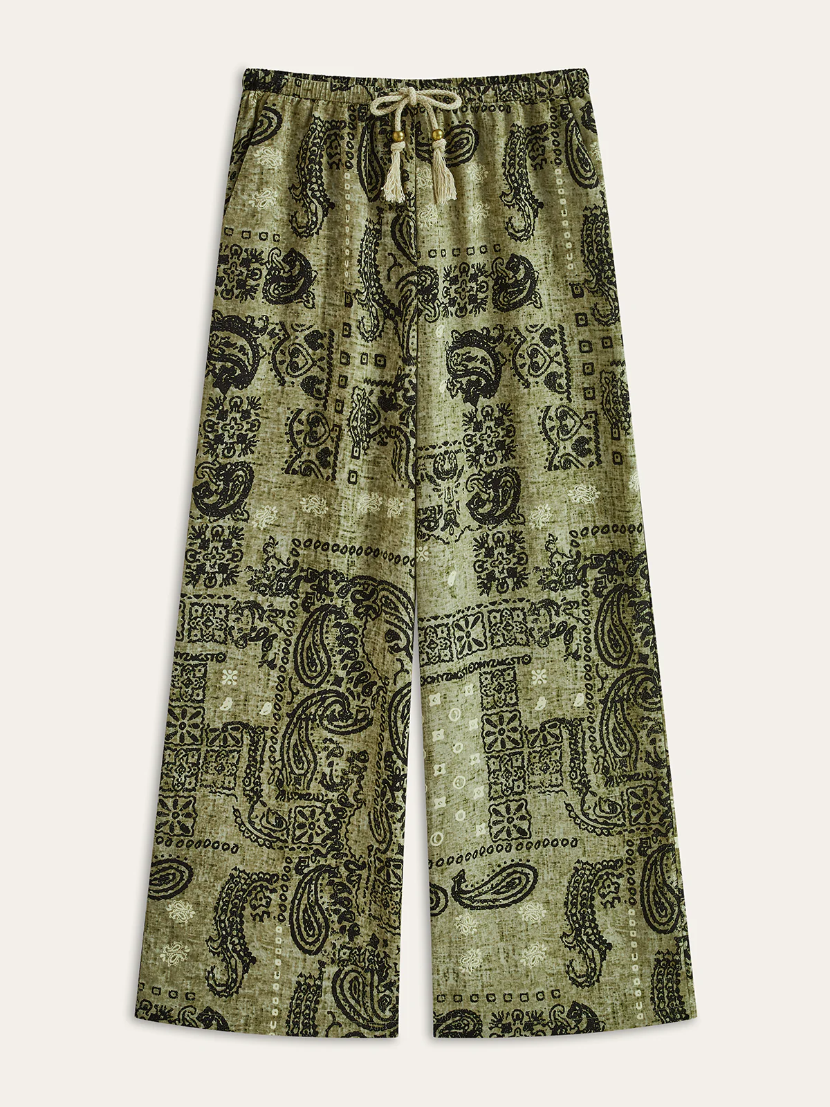 Paisley Print Wide-Leg Pants - Wholesalesil