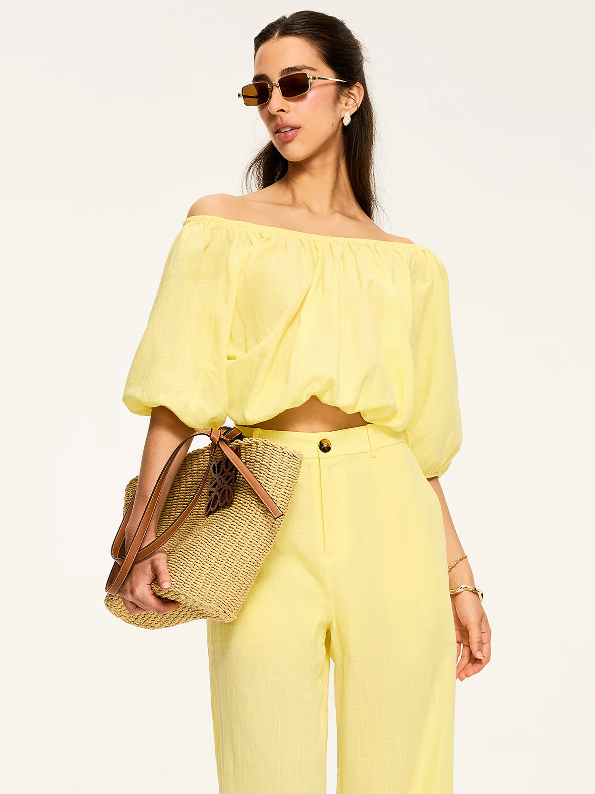 Puff-Sleeve Back-Tie Blouse - Wholesalesil