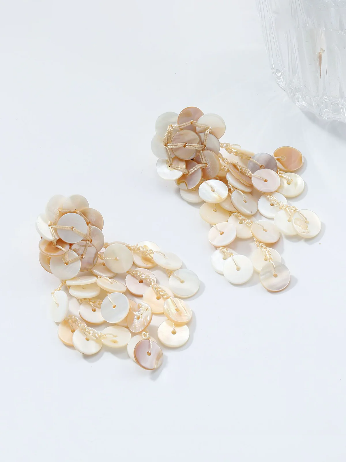 Long Handmade Round Shell Tassel Earrings - Wholesalesil