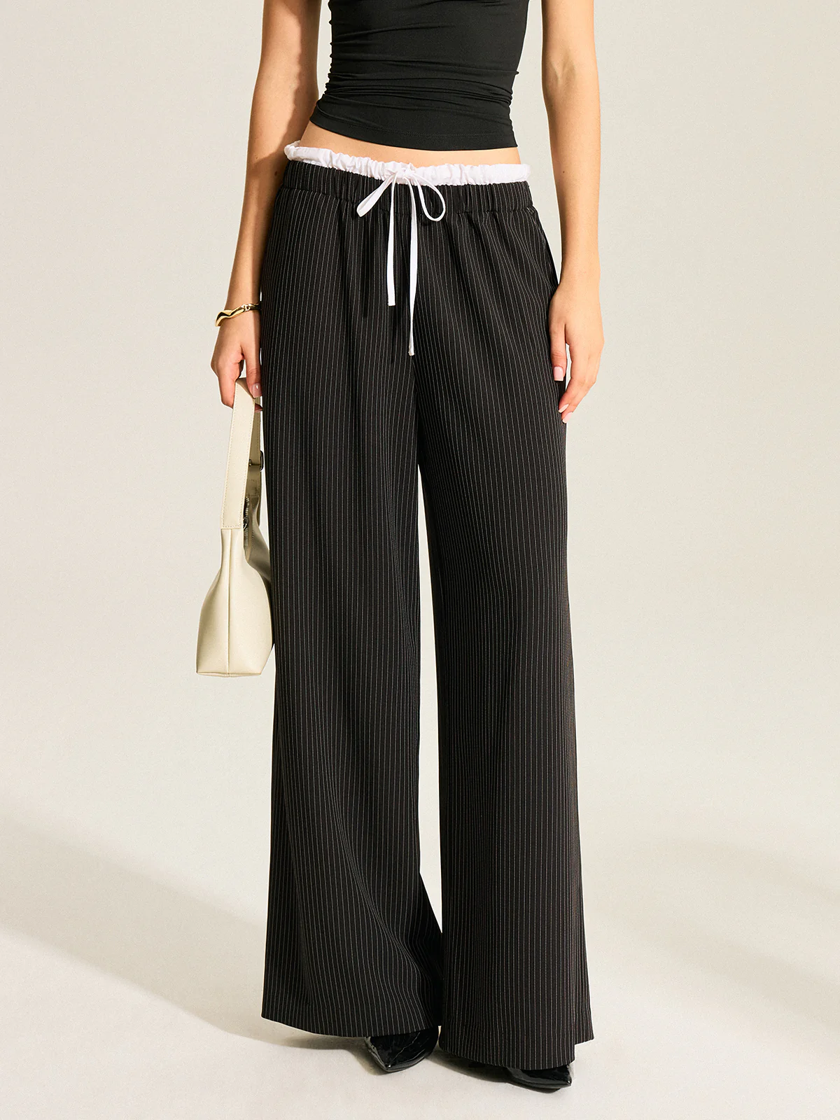 Striped Wide-Leg Pants - Wholesalesil
