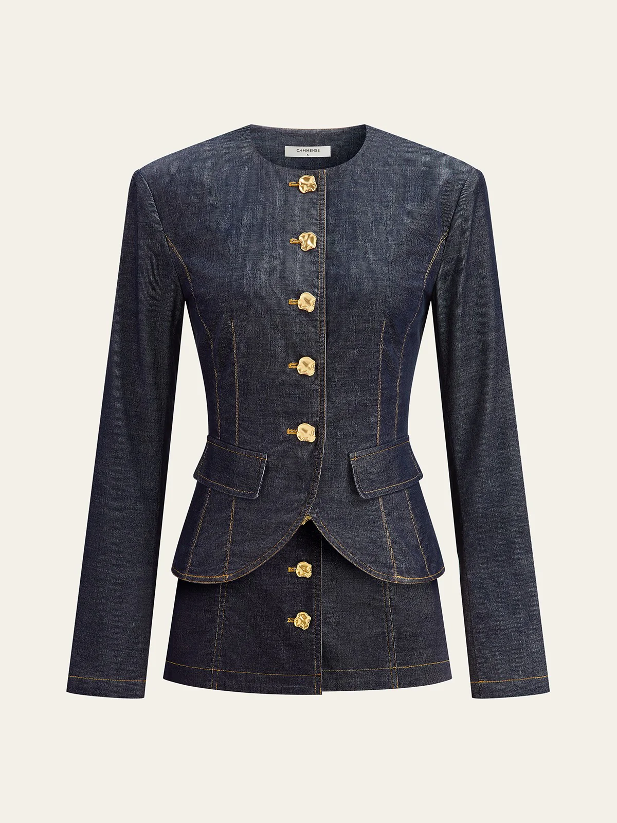 Metal Button Fitted Tailored Jacket - Wholesalesil