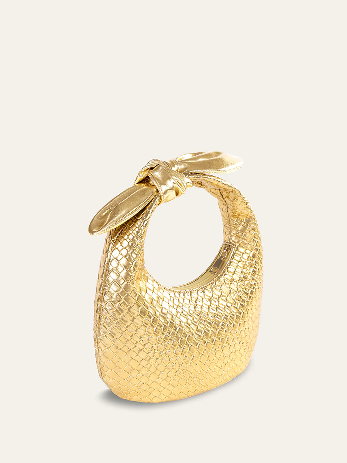 Golden Woven Knot Handle Bag - Wholesalesil