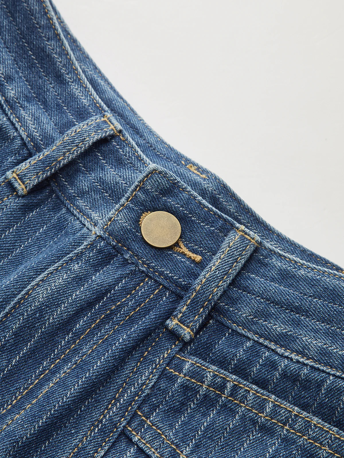 Pinstripe Mid-Waisted Straight-Leg Jeans - Wholesalesil