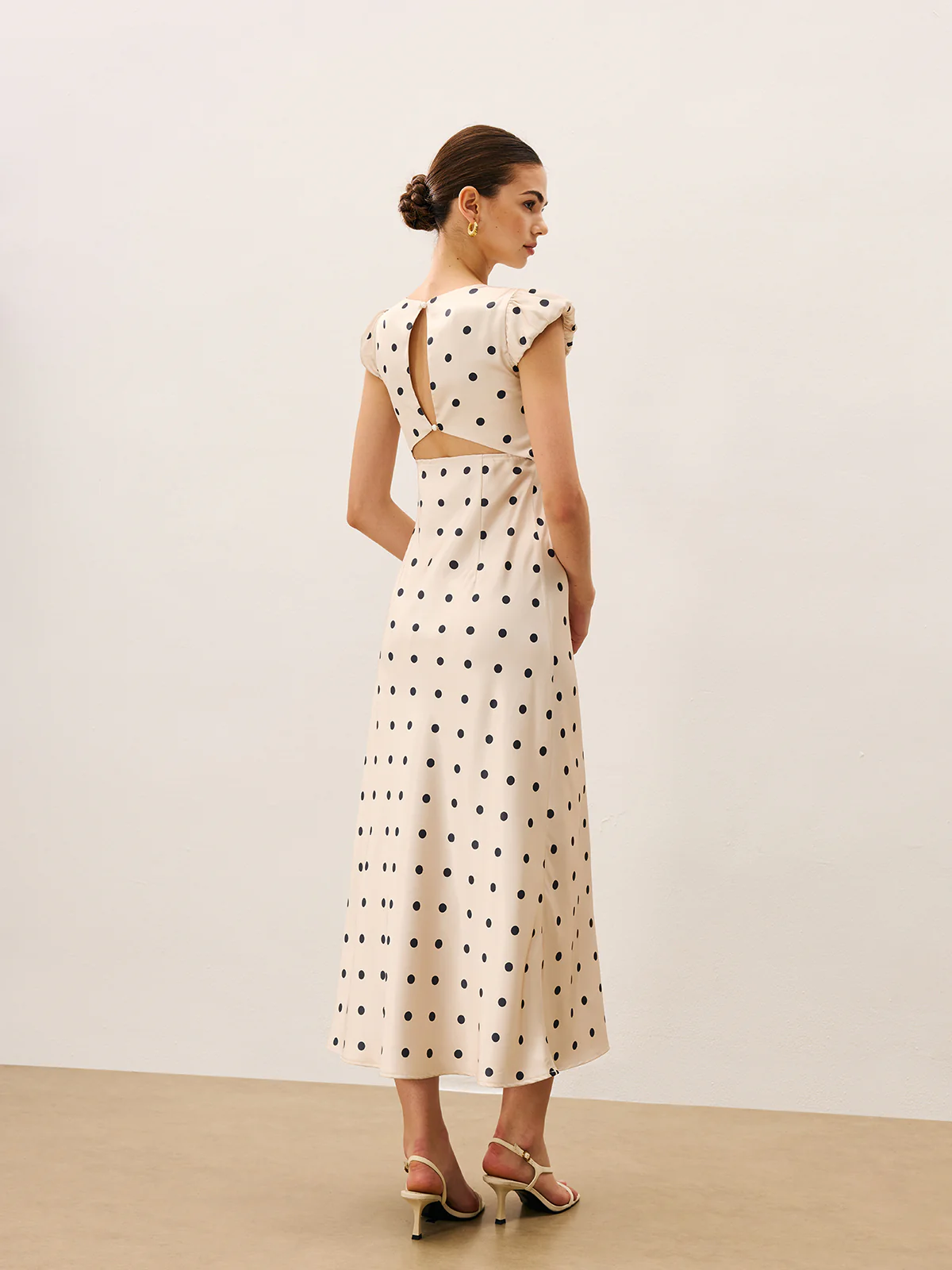 Lace Trim Polka Dot Dress - Wholesalesil