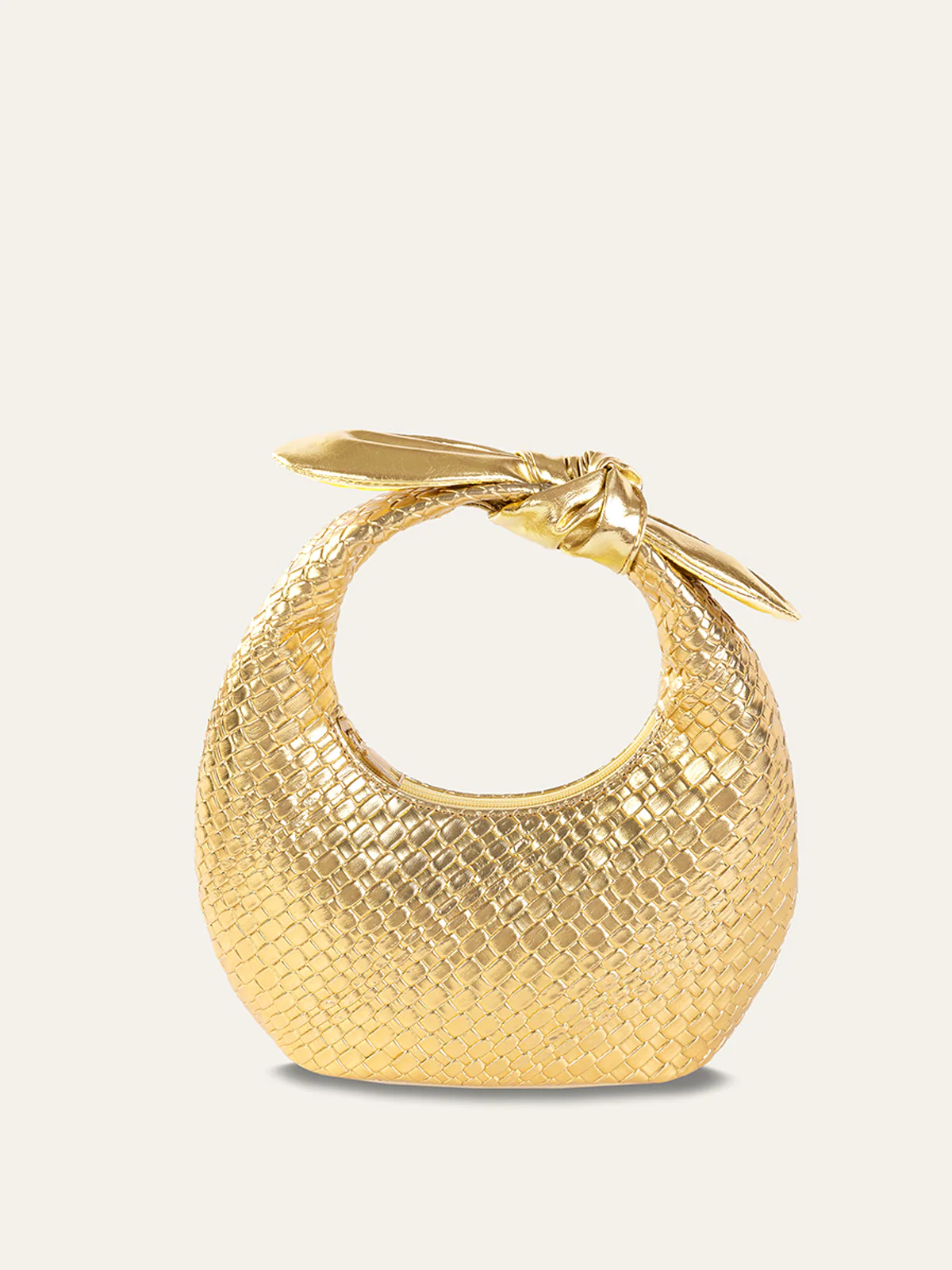 Golden Woven Knot Handle Bag - Wholesalesil