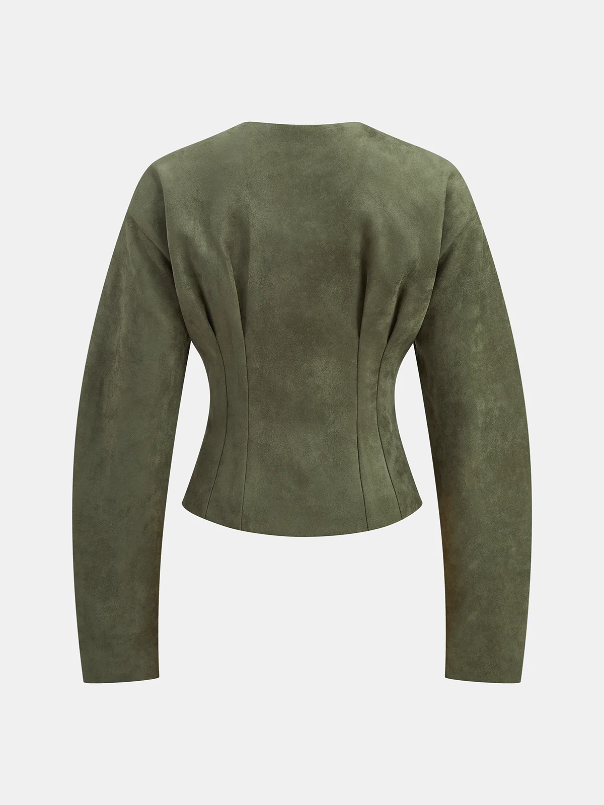 Suede Effect Cinched Waist Jacket - Wholesalesil