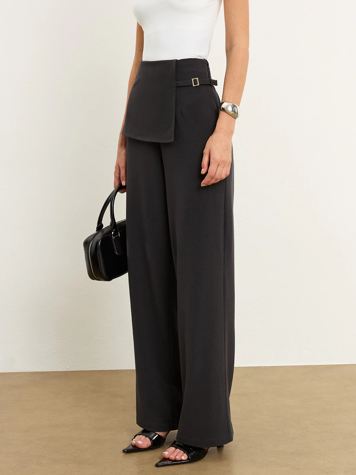 Asymmetric Waist Pants - Wholesalesil