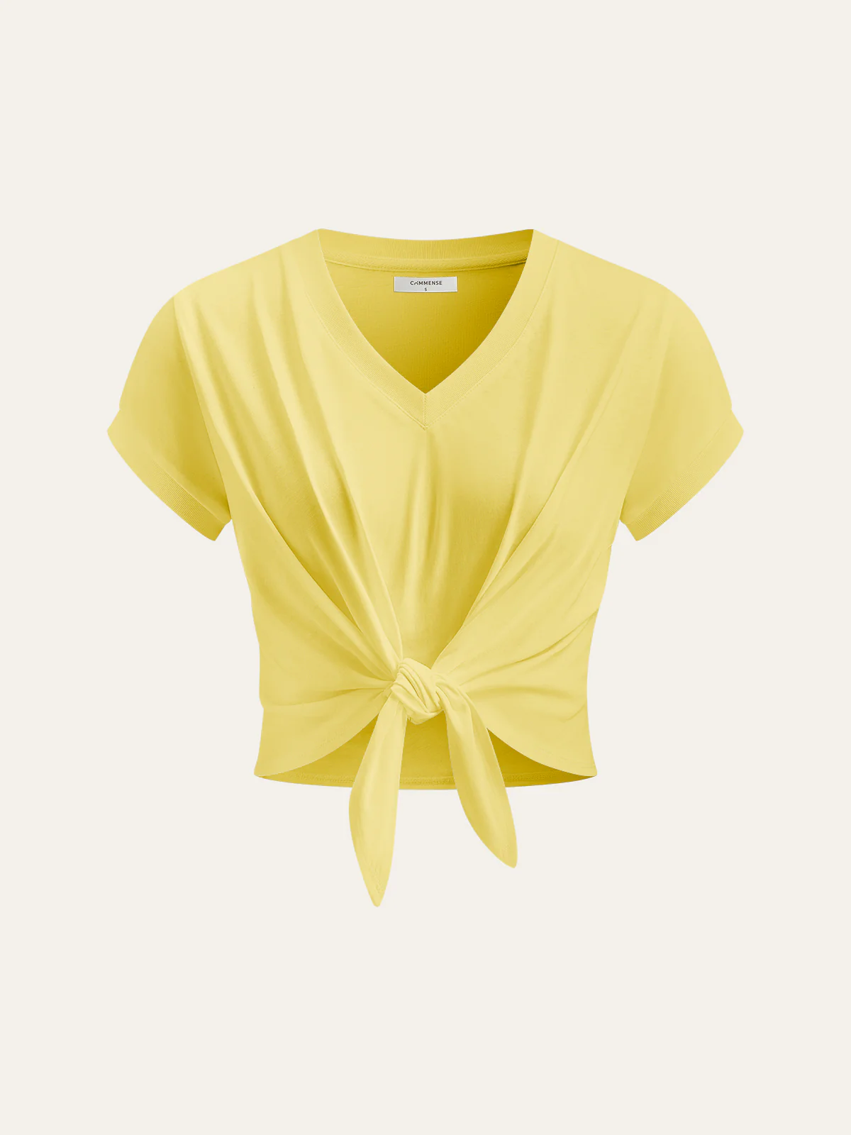Knot Front V-Neck T-Shirt - Wholesalesil