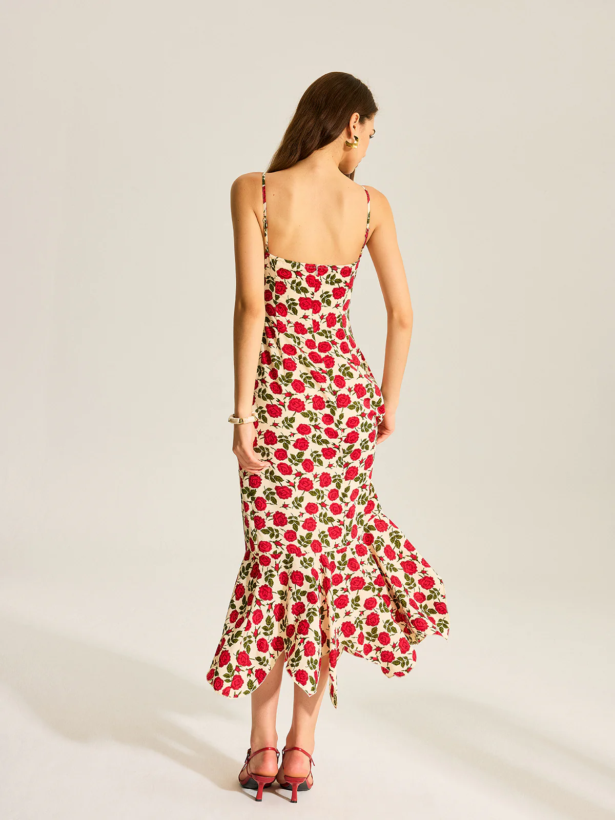 Floral Print Ruffle Hem Maxi Dress - Wholesalesil