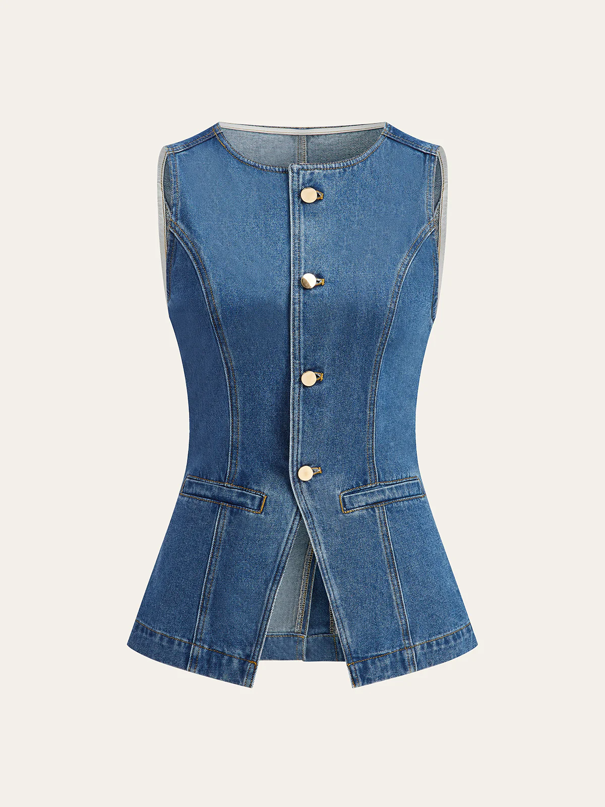 Button-Front Denim Vest - Wholesalesil
