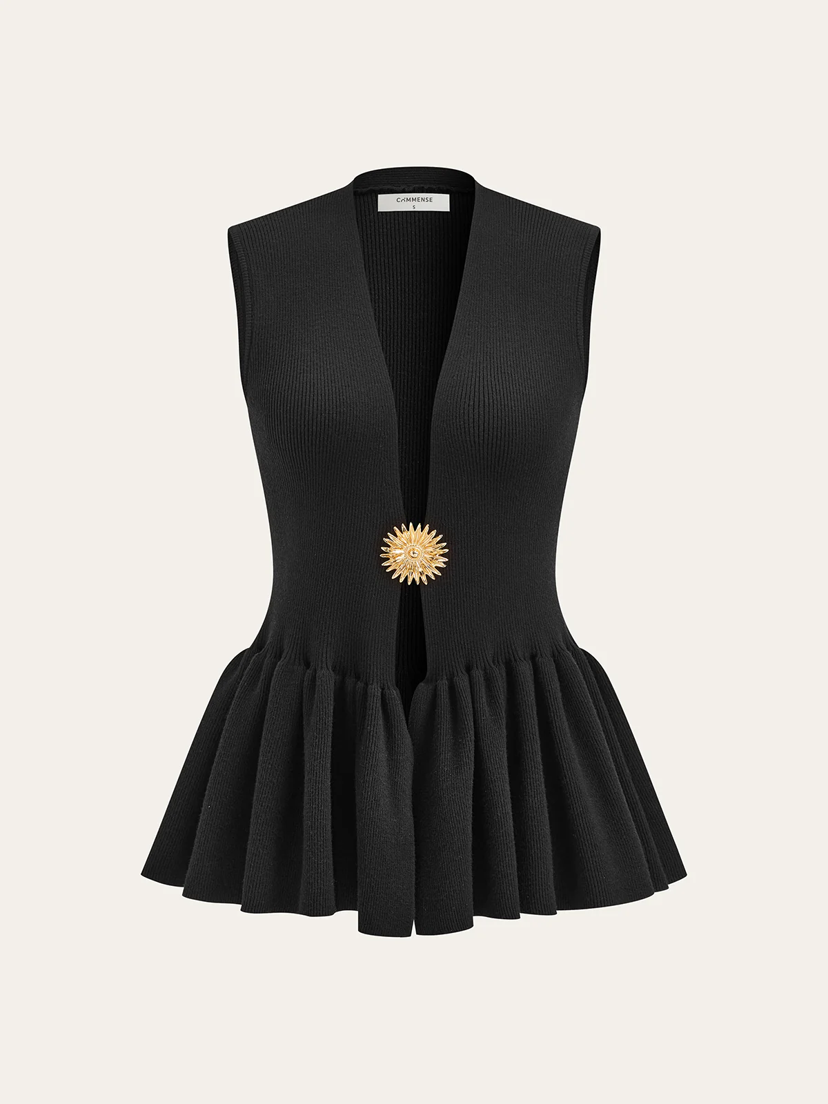 Metal Detail Knit Peplum Cardigan - Wholesalesil