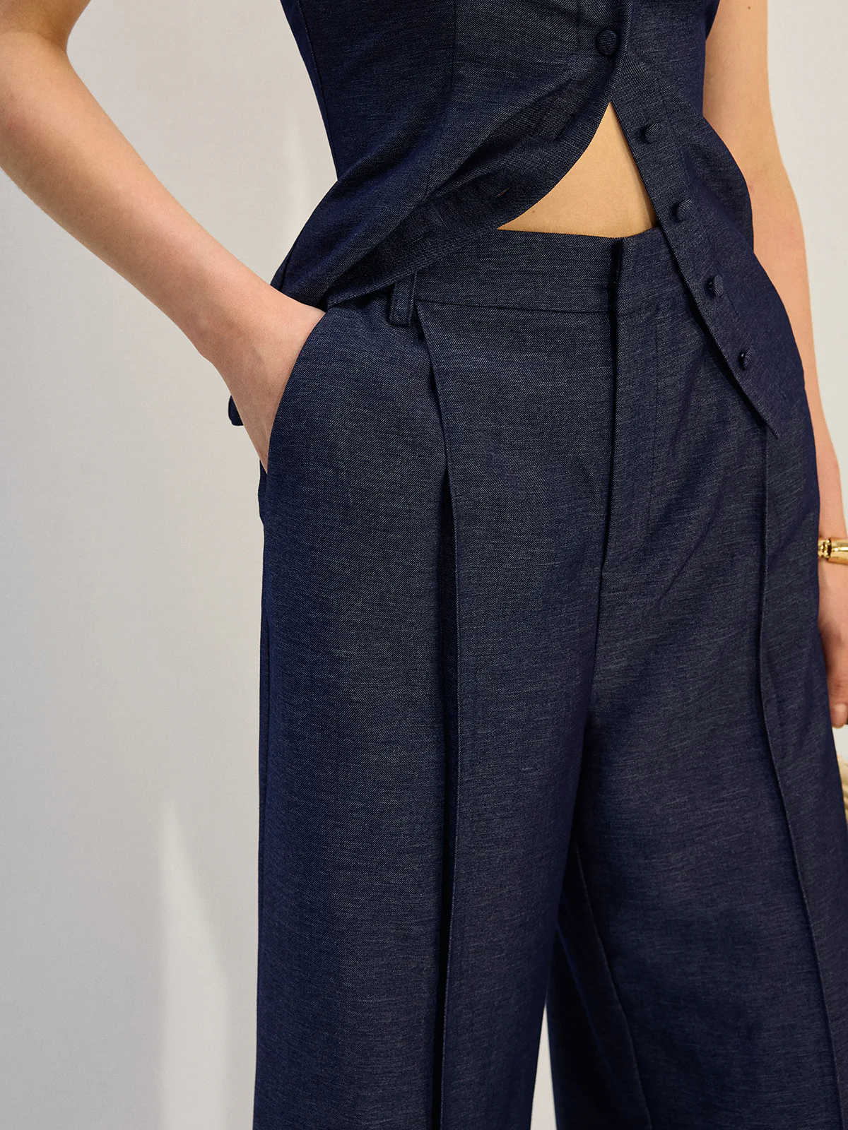 Denim Wide-Leg Pants - Wholesalesil