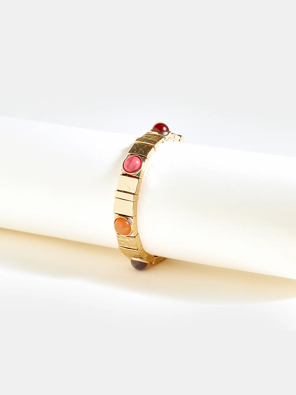 Colorful Gemstone Elastic Golden Bracelet - Wholesalesil