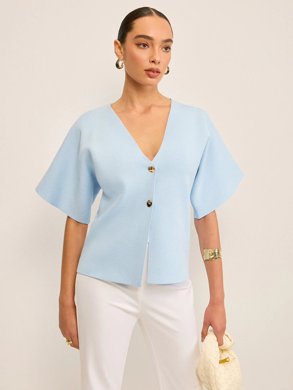 V-Neck Button Knit Cardigan - Wholesalesil