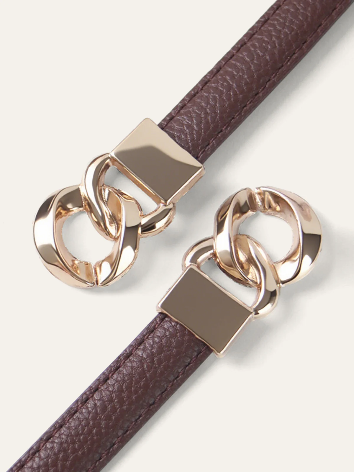 Twisted Buckle PU Leather Thin Belt - Wholesalesil