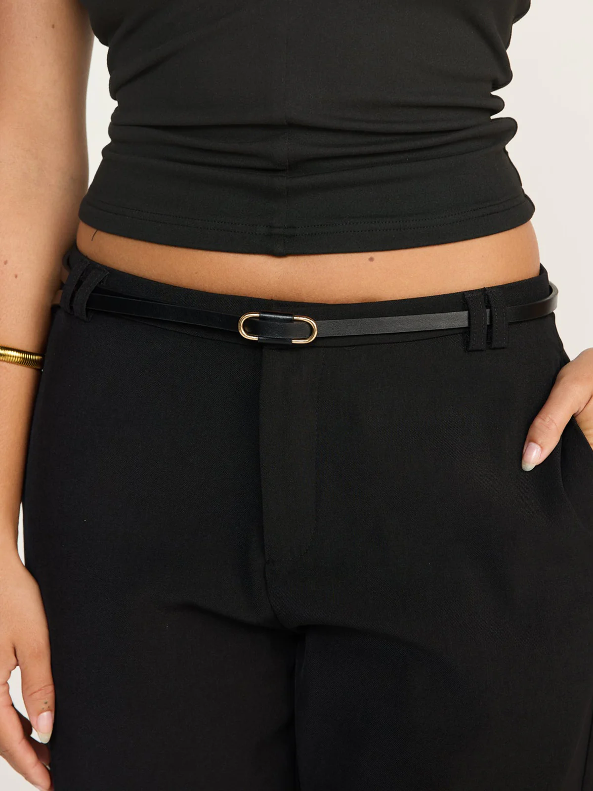 Metal Buckle PU Leather Thin Belt - Wholesalesil