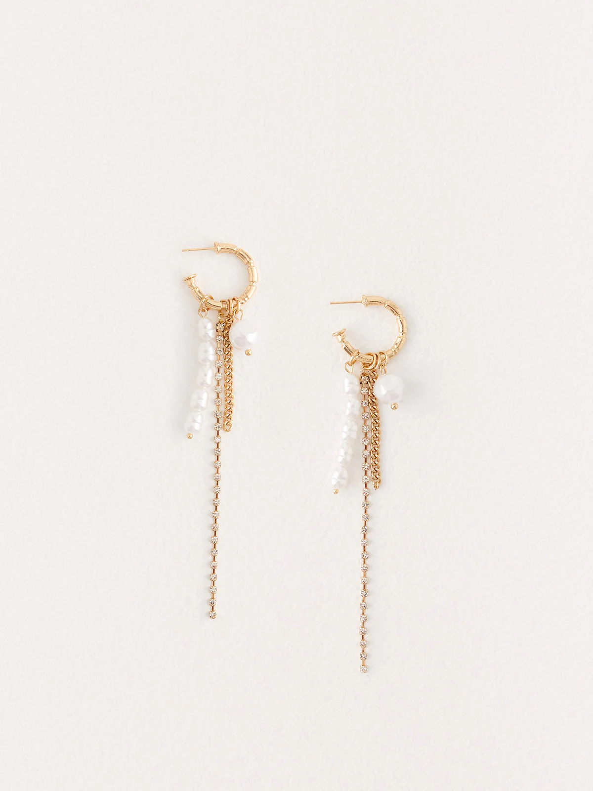 Pearl & Chain Drop Earrings - Wholesalesil