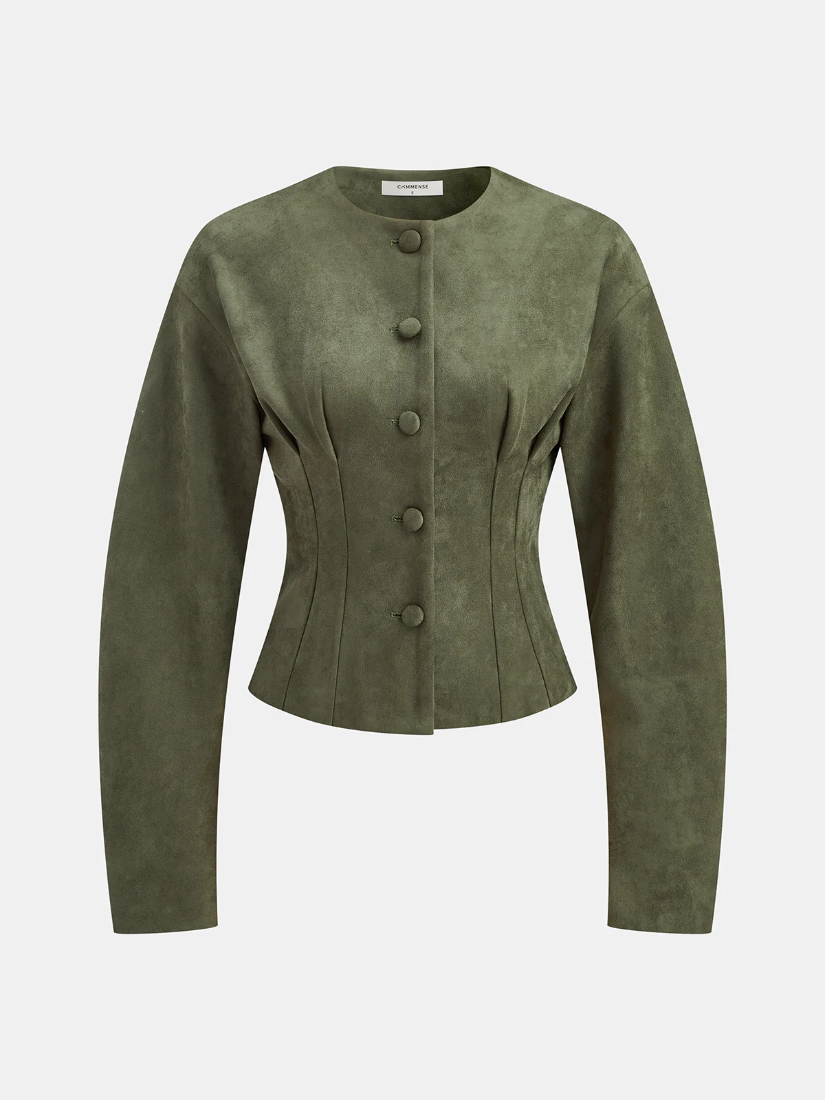 Suede Effect Cinched Waist Jacket - Wholesalesil