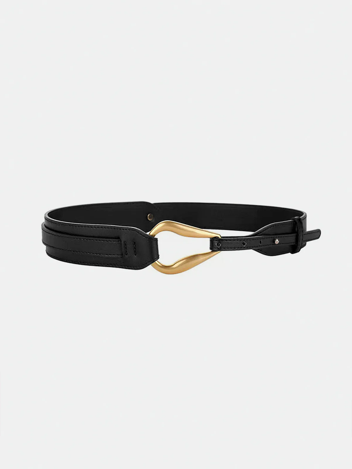 Golden Irregular Buckle Wide Leather Belt - Wholesalesil