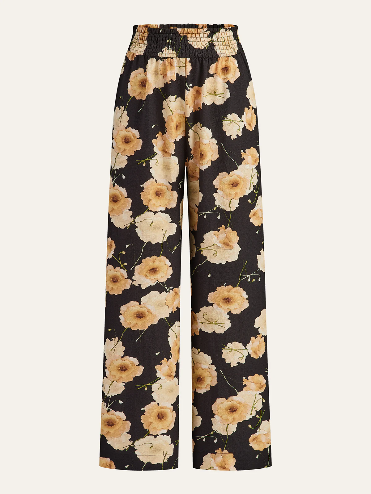 Floral Print Wide-Leg Pants - Wholesalesil