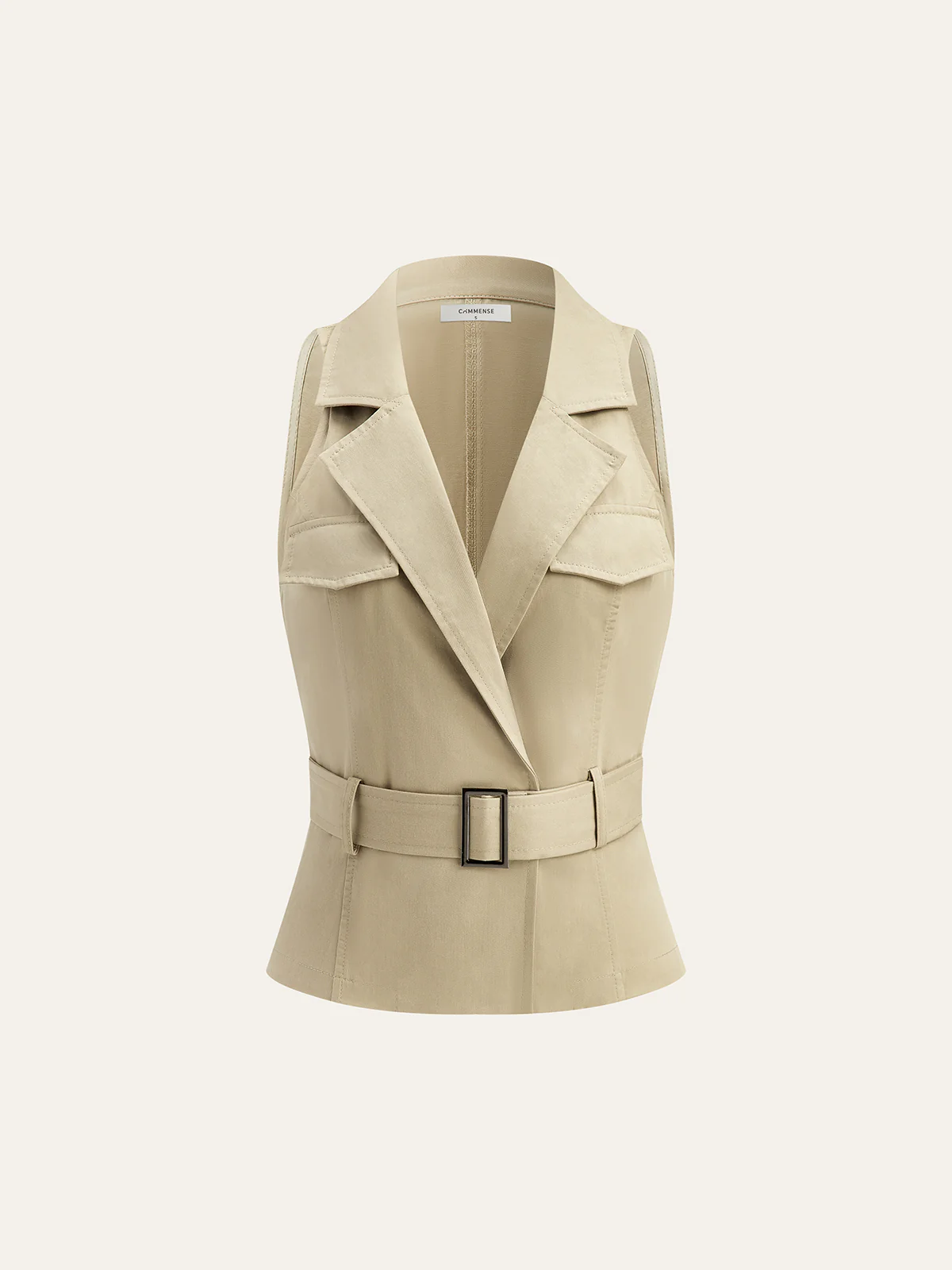 Belted Sleeveless Vest - Wholesalesil